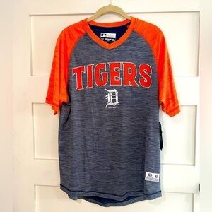 Tigers Raglan jersey Shirt Heather Gray, Orange 3/4 sleeves